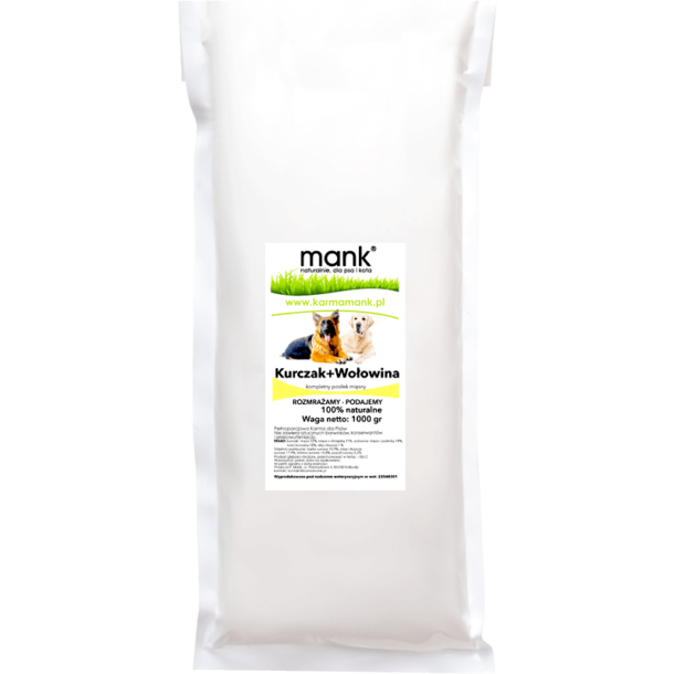 Karma Barf KURCZAK+WOŁOWINA 1000 g mank®